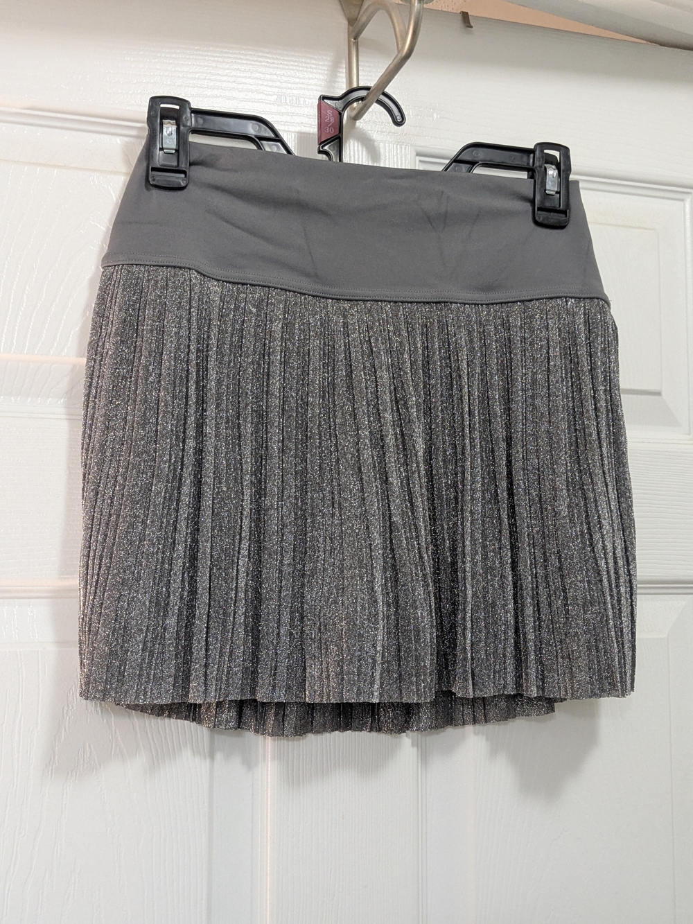 aerie Metallic Gray Pleated Mini Skirt